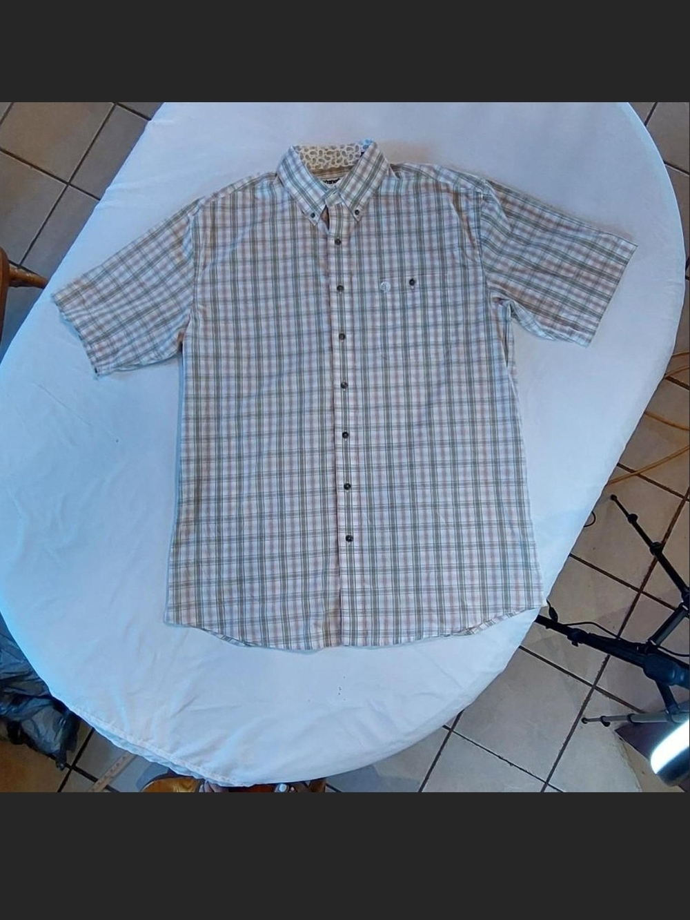 Wrangler George Strait Collection SZ LG (Tall) green and tan plaid Western Shirt